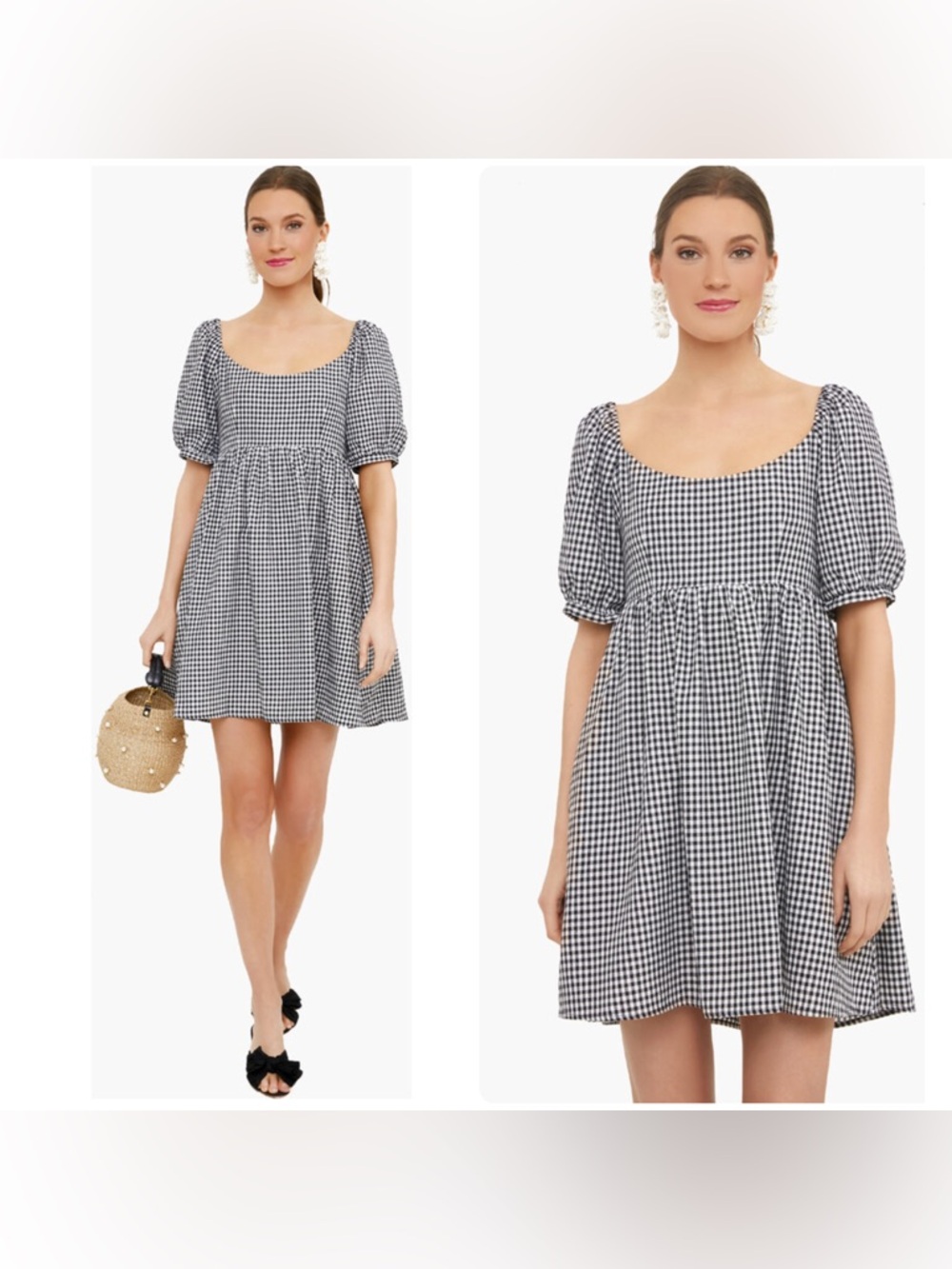 Tuckernuck Pomander Place Black Gingham Abigail Dress Black White Size Small